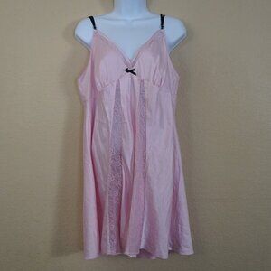 Vintage Y2K Morgan Taylor Babydoll Slip Dress Pink Lace Dainty Feminine XXL Bow